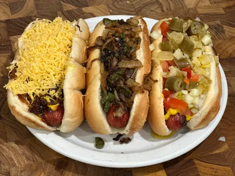 [homemade] onion dogs 3 ways.
