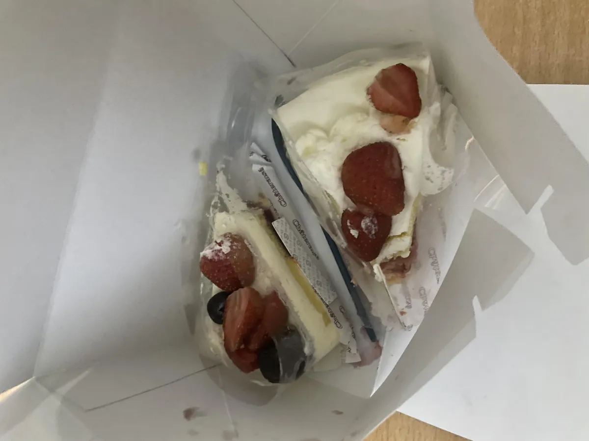 My mom took a bite of my birthday cake that i bought myself for me