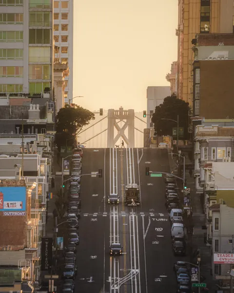 ITAP of someone crossing the street in San Francisco
