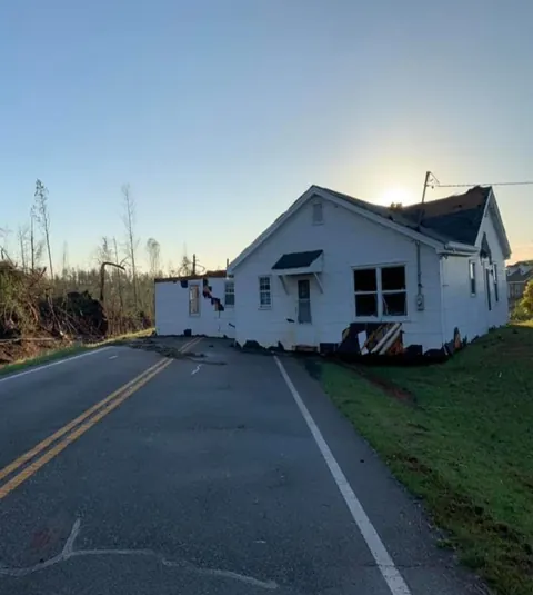 A tornado overnight in Thomaston, Georgia, ripped a home off its foundation and put it in the road