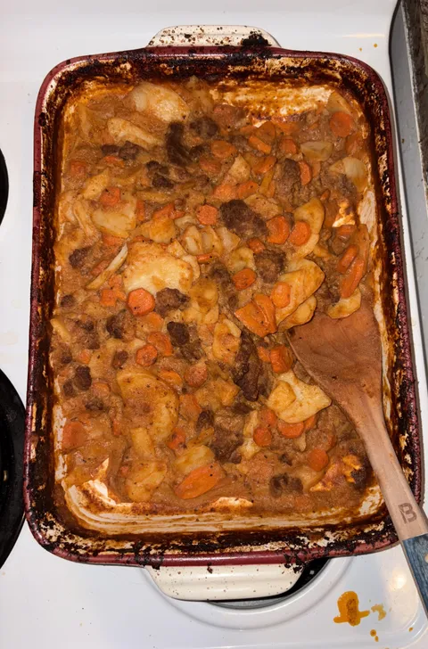 I spent over 2 hours on this casserole and asked my husband to put it away while I put the kids to bed, this morning I found it still on the stove