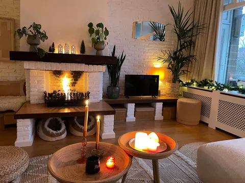 Living room of my apartment in December (The Netherlands)