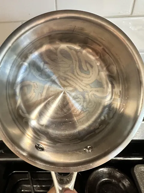 Udon noodles made a pattern on my stainless steel pot after scrubbing it clean