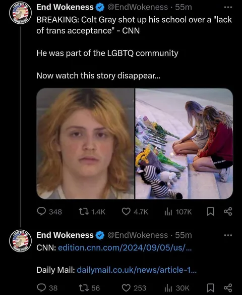 Rightwing Influencer Can’t Read: per his linked article, the shooter expressed frustration that trans people were being ACCEPTED by society