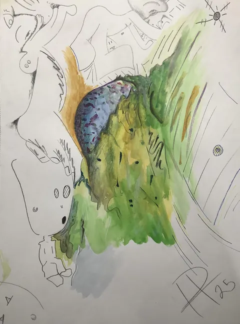 The Hill That Eats Dreams, “Paul Rackleff (Me), mixed media, 2025