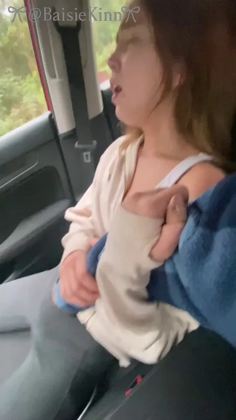 Whenever Wherever You Want me Daddy 🥹 In a parked car, He fingers me until I my orgasm squirts, gushing in my leggings all over his hand.