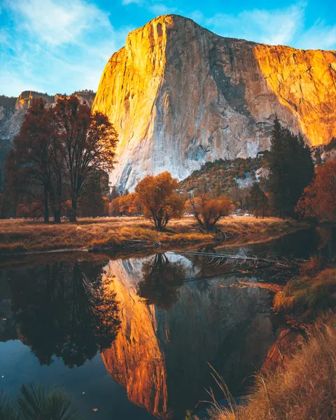 El Capitan in Yosemite with the golden glow of sunset [OC] 3988 × 4985