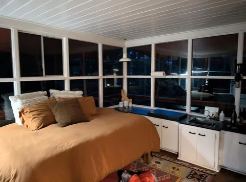 A cozy fire lookout in the middle of the forest