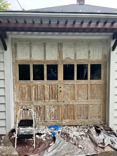 Only took all summer… finally stained my garage door.