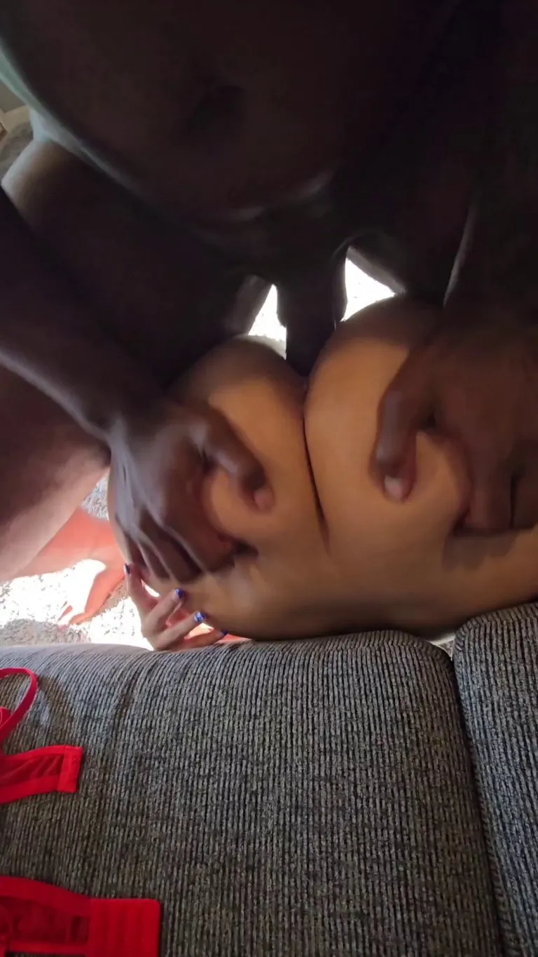 Making sure my man gets all the right angles as I make him watch this hung BBC tear my pussy up