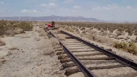 Riding abandoned railroad tracks in Southern California with my railcart