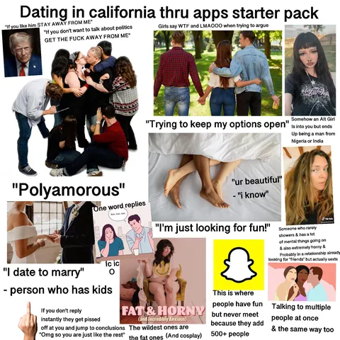 Dating in california thru apps starter pack