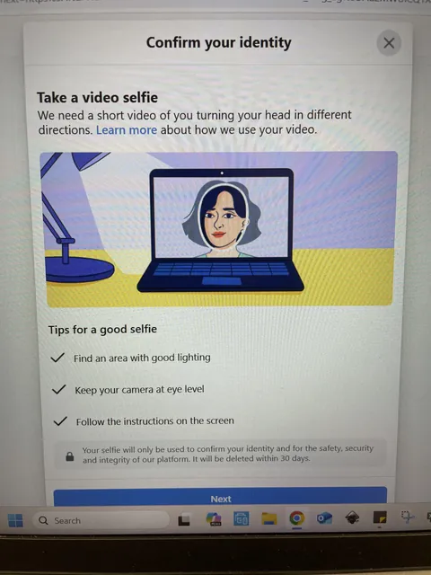 Facebook makes you take a video selfie for a new account
