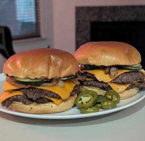 [homemade] Mesquite Smoked Smash Burgers