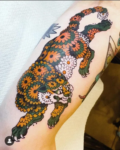 Flower Tiger by Jadie.tattoos at black rose tattoos Amsterdam 