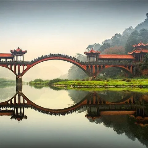 This bridge over peaceful water
