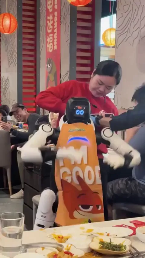 A dancing robot went berserk in this restaurant