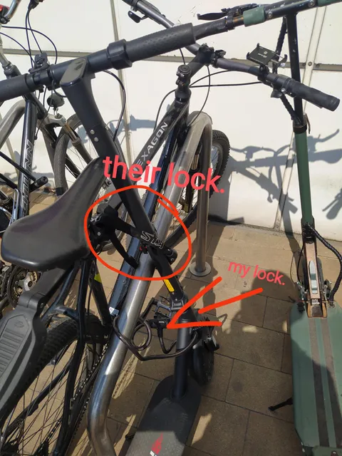 Somebody locked my scooter with their bike lock.