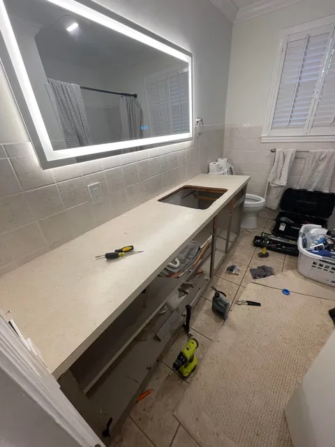 Upgraded bathroom from single to double vanity