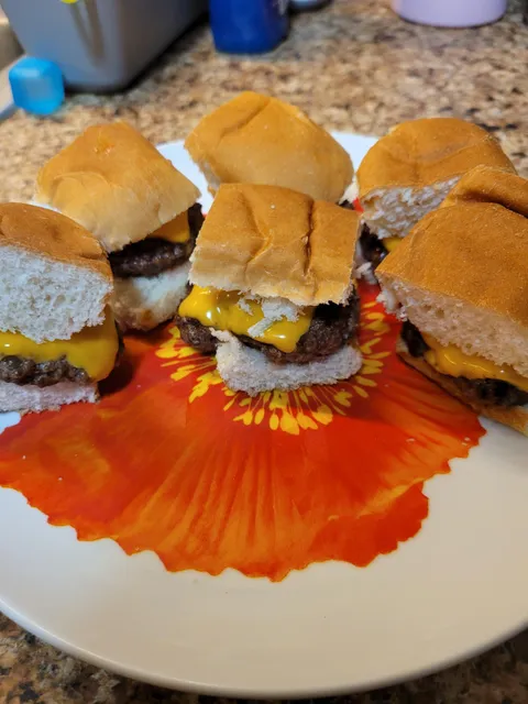 Have hotdog buns, no hot dogs, but have ground beef. Behold, teenie tiny cheese burgers!