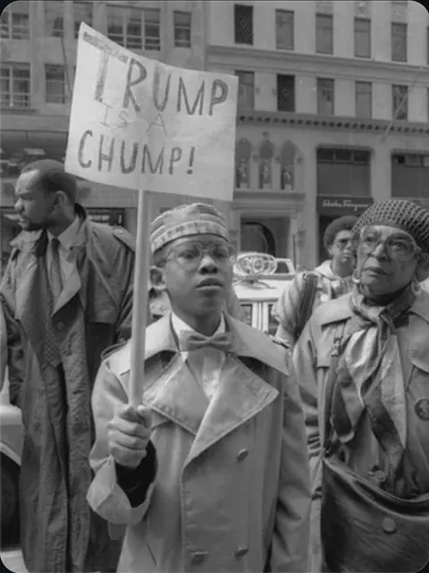 "Trump is a Chump" - An anti-Trump rally by the Nation of Islam in front of Trump Towers in 1988. Photo by Ricky Flores.