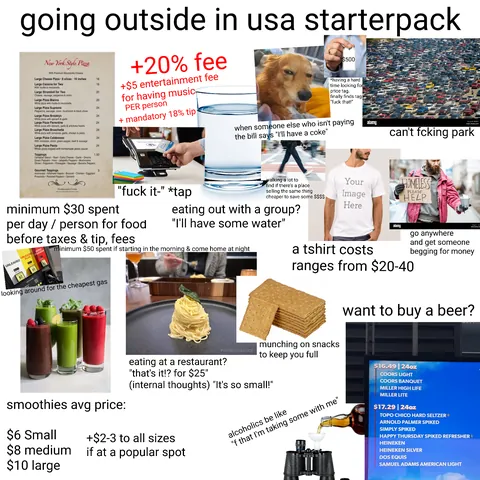 Going outside in usa starter pack