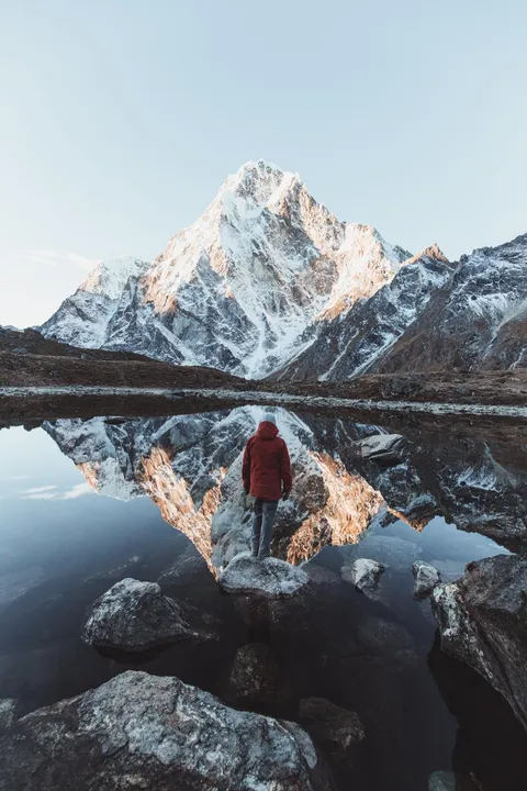 ITAP of my girlfriend in front of a mountain lake