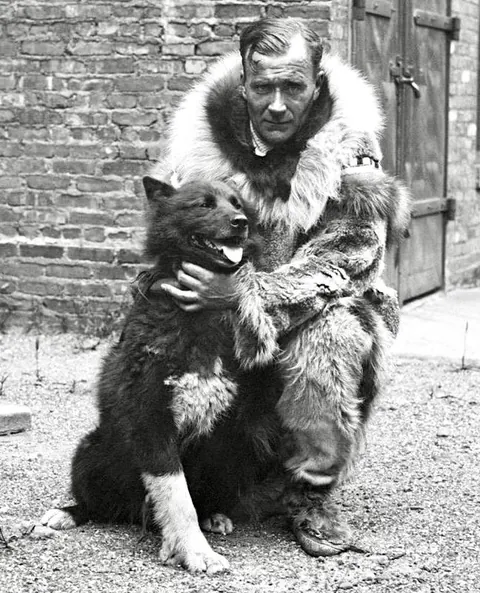 Gunnar Kaasen, a Norwegian musher and his lead dog Balto, who delivered diphtheria antitoxin to Nome, Alaska, saving the city from an epidemic, 1925
