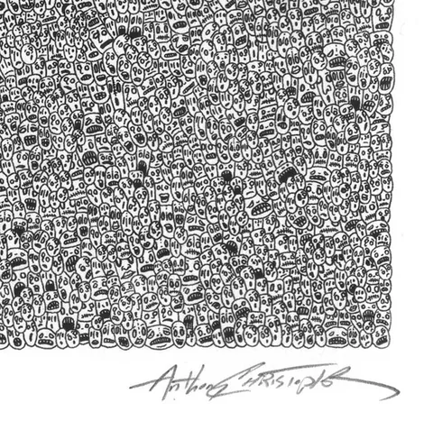 A pen drawing I just finished that has 1000s of tiny faces. I used magnifying glasses to get as detailed as possible