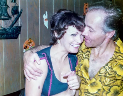 My parents at a Halloween party in 1974. My mom is dressed as Peter Pan and my dad, who can be seen in the last photo, is supposed to be Captain Hook.