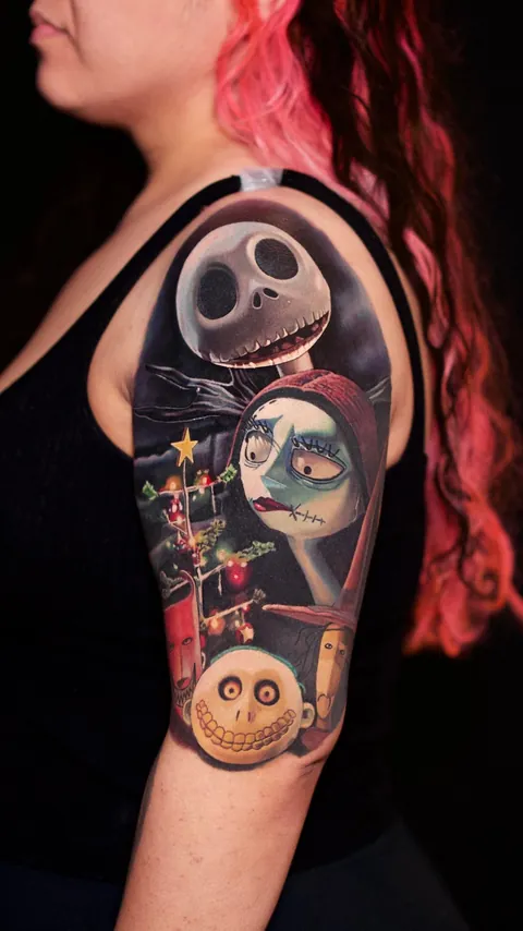 Nightmare before Christmas tattoo by hilmartattoos based out of Los Angeles ca