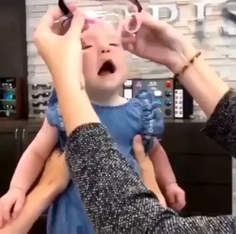 Little girl who is visually impaired gets to see for the first time.