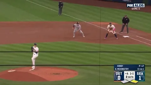 Great throw by Mariners catcher Cal Raleigh to get Tigers Colt Keith at second and end the inning