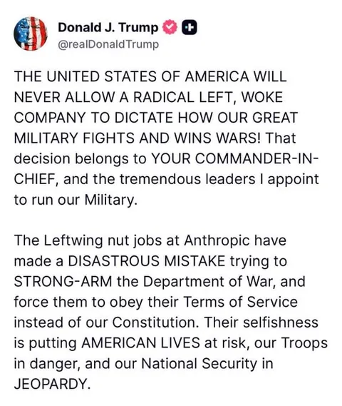 President Donald Trump has just issued an order requiring all federal government agencies to immediately discontinue the use of Anthropic’s technologies