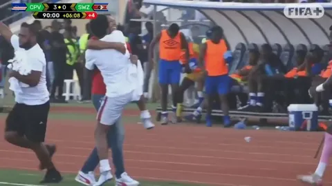 Cape Verde’s players and fans celebrating their first ever qualification to the FIFA World Cup