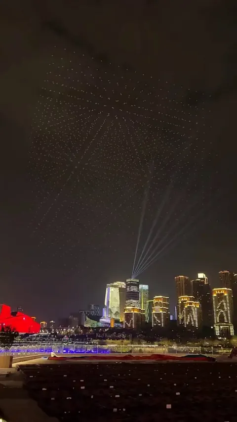 Thousands of drones docking to charge after a drone show.