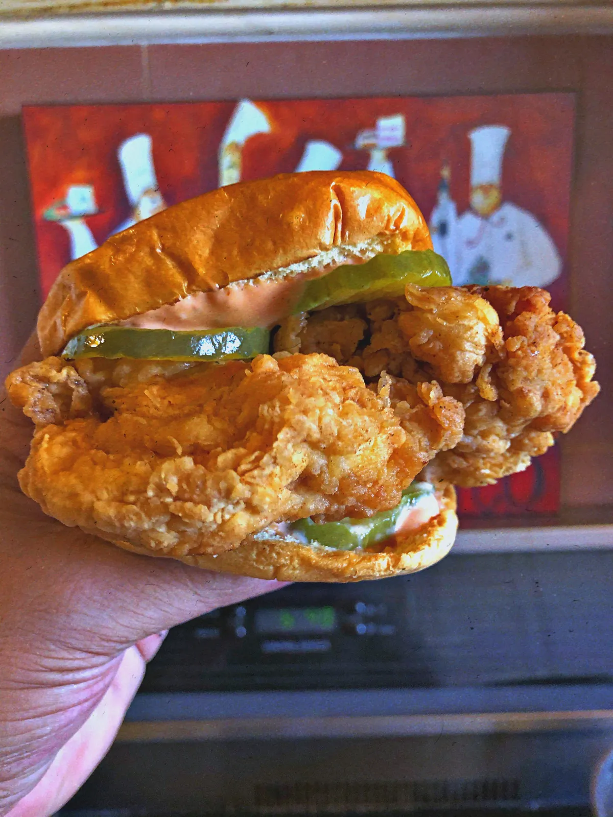 Back at it... made a fried chicken sandwich , made some cane sauce , pickles and a brioche bun