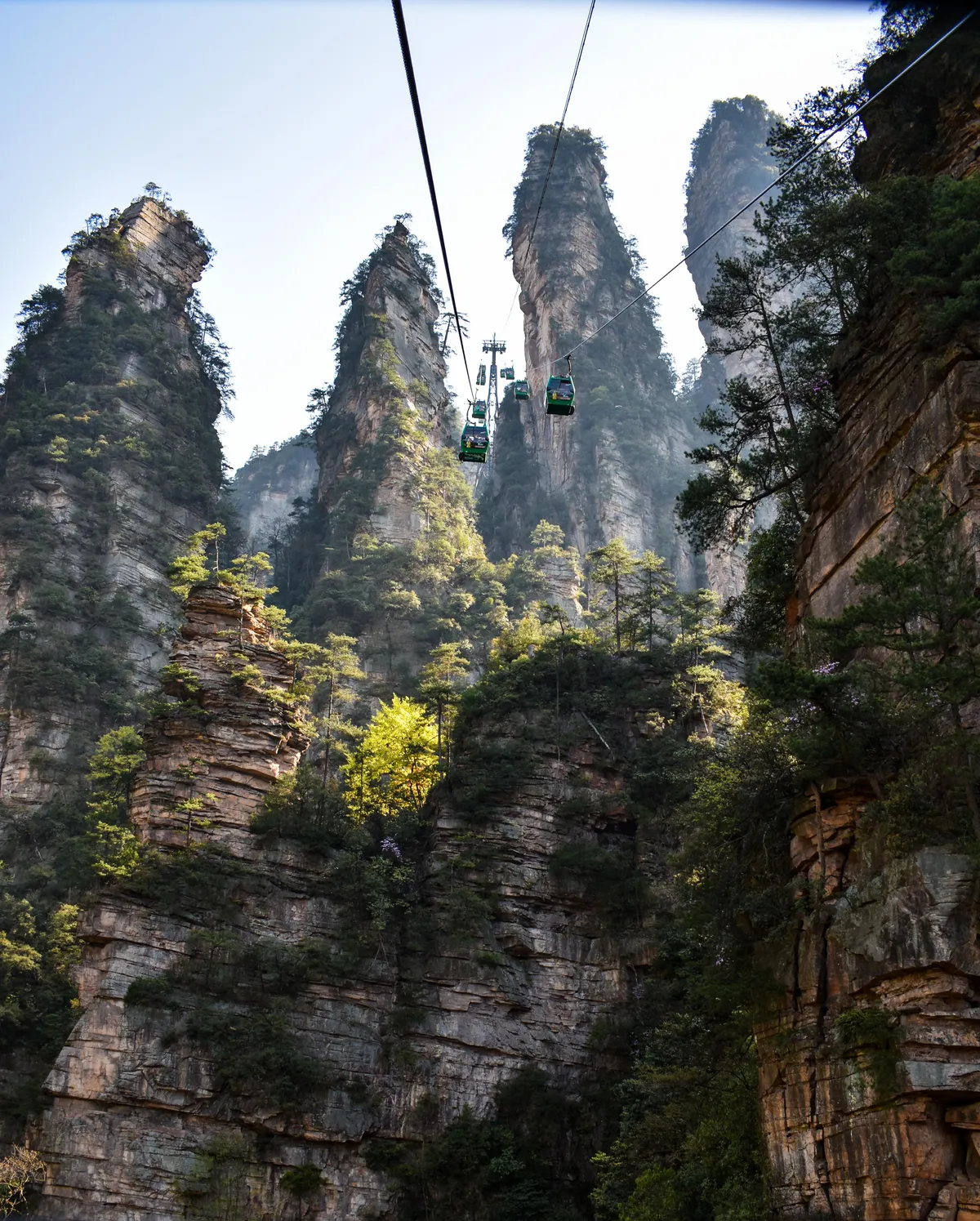 Cable car ride to the pillars in Zhang Jia Jie, China!
