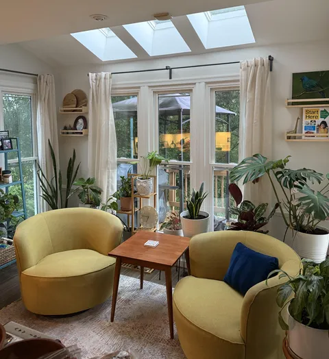 The sunroom off my kitchen on a rainy Sunday afternoon
