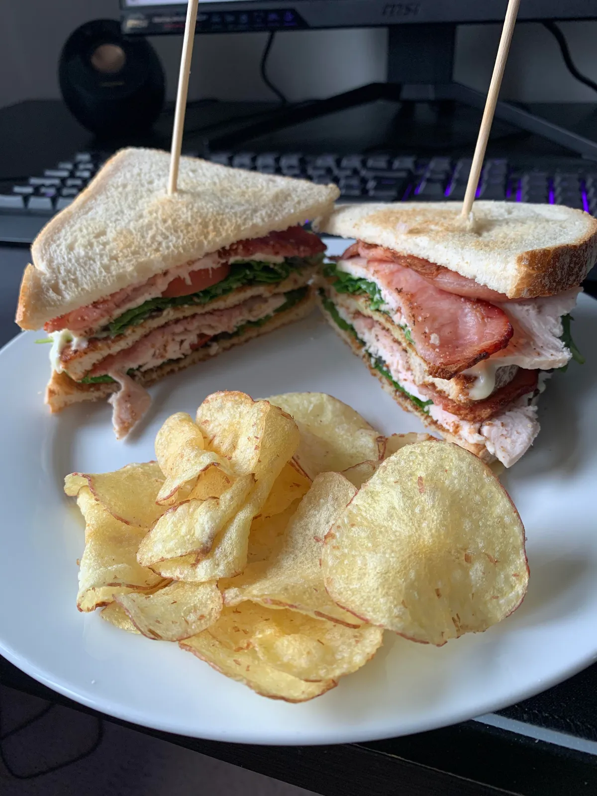 Homemade club sandwich, easy Sunday.