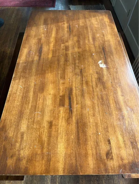 Sanded and poly’d a $50 table (and a chair to match)