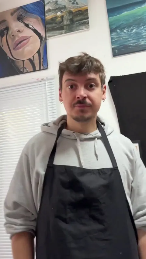 German artist mastered negative painting, then shows us the result on film while switching the camera on negative.