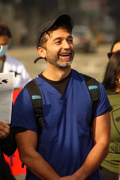 Healthcare workers marched through Los Angeles today to protest ICE mistreatment of detainees [OC]