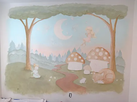 Storybook mural I painted for my baby niece’s nursery