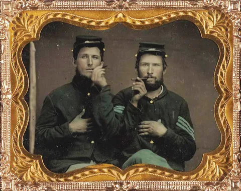 A Pair Of Union Civil War Soldiers Goofing Off In Their Photo