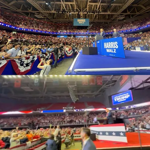 Harris rally vs. Trump rally. Same arena in Philly