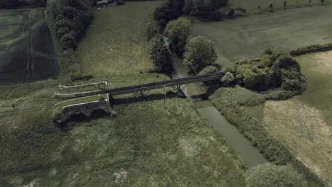 The oldest extant cast iron aqueduct (completed 1796) Now just sat in a field