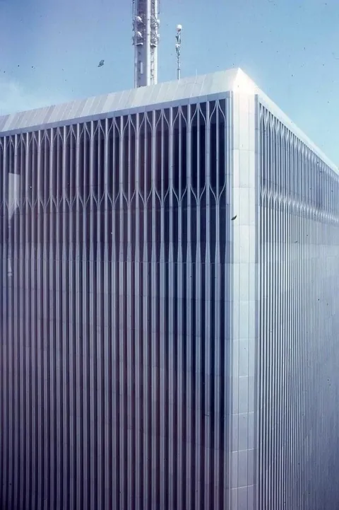 Photos that show the facade of the original World Trade Center . . .