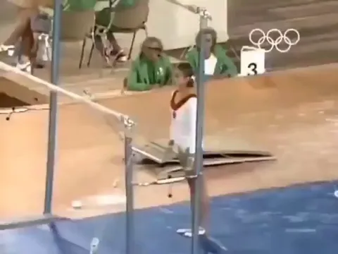 "Korbut Flip" by Olga Korbut in Munich 1972 Olympics.