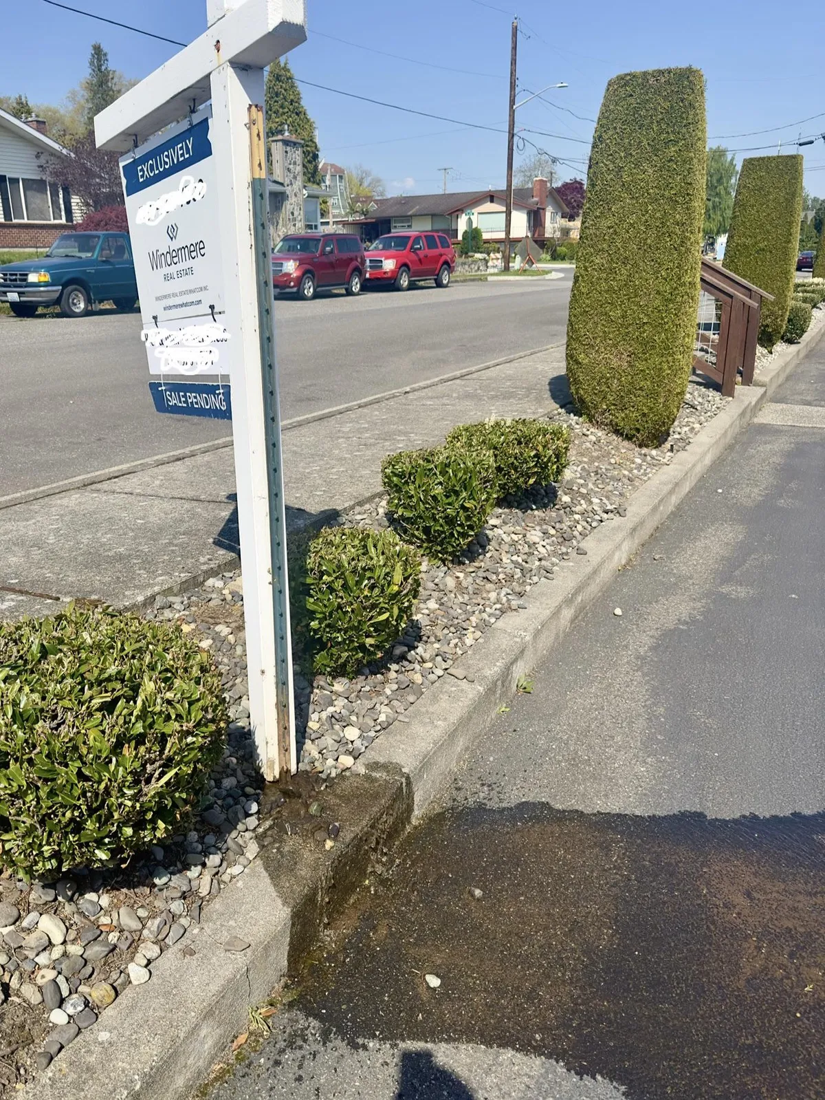 Broke it - Realtor pounded his post into the main water line to the irrigation system.